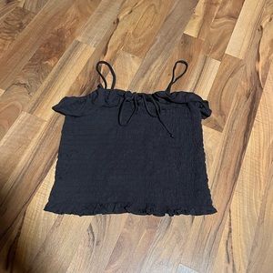Dark grey Smocked crop top